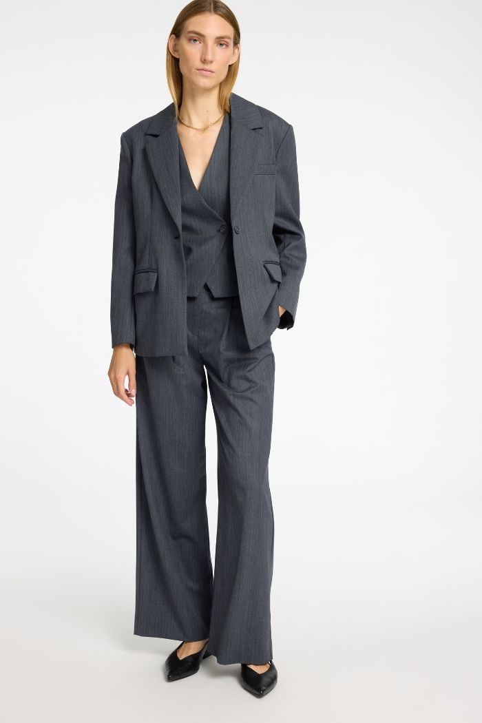 Naya HW Extra wide pants, Steel Gray